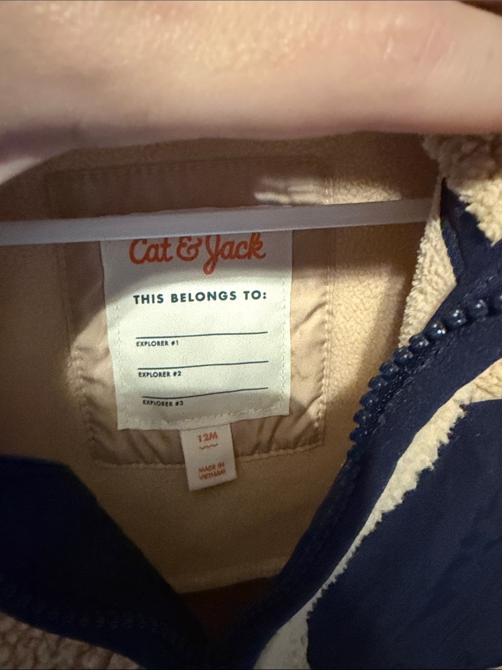 Cat & Jack Navy Blue and Cream Sherpa-Lined Jacket - Picture 2 of 2